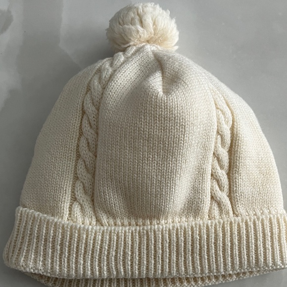 Canada Goose Merino Wool Winter Toque Ivory Cable Knit Beanie Pom-Pom Child Hat. - Picture 4 of 9